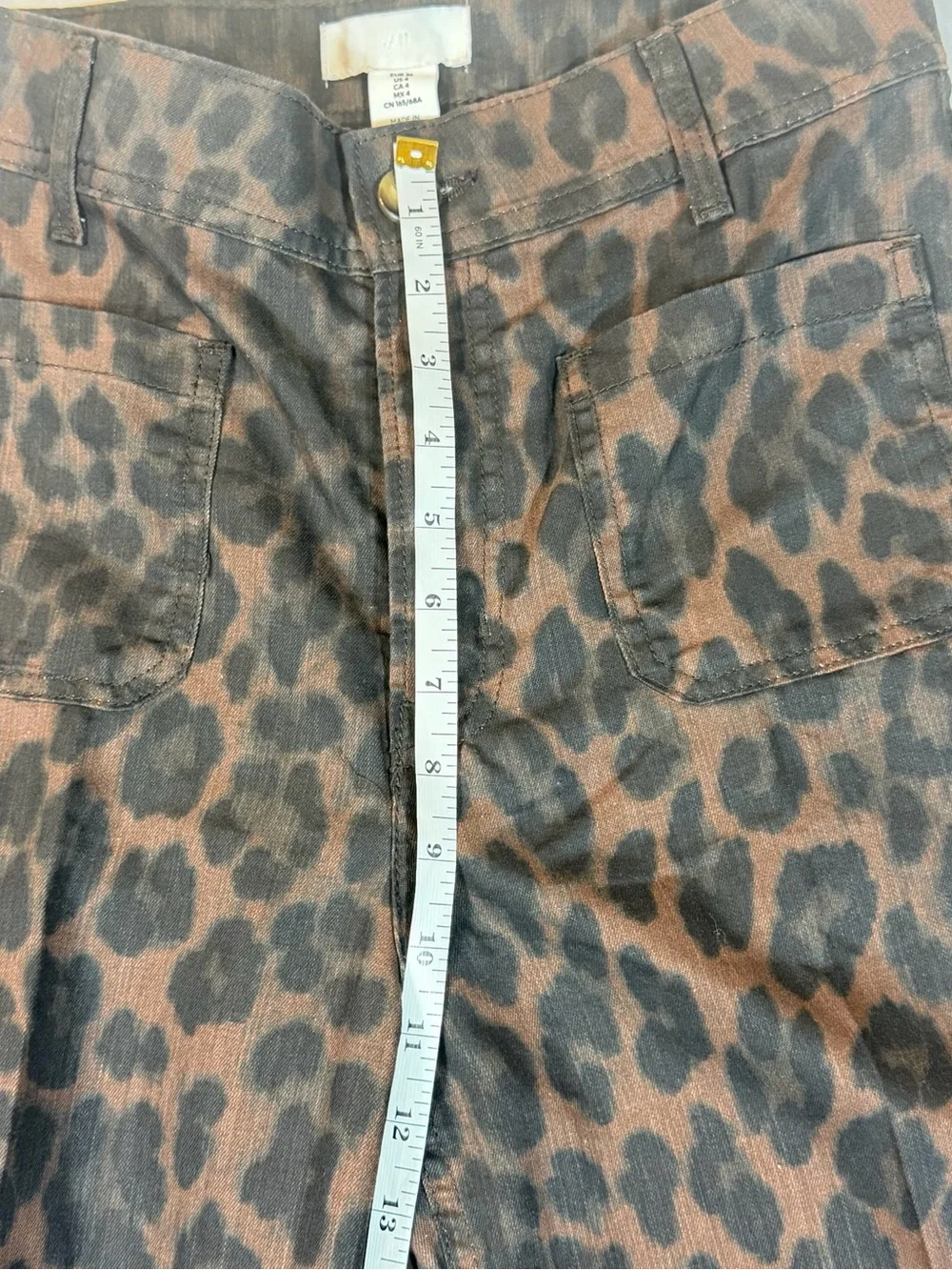 H&M Leopard Print Wide Leg Pants 4 NWT Pleated High Rise Trousers Brown Black - Picture 6 of 8